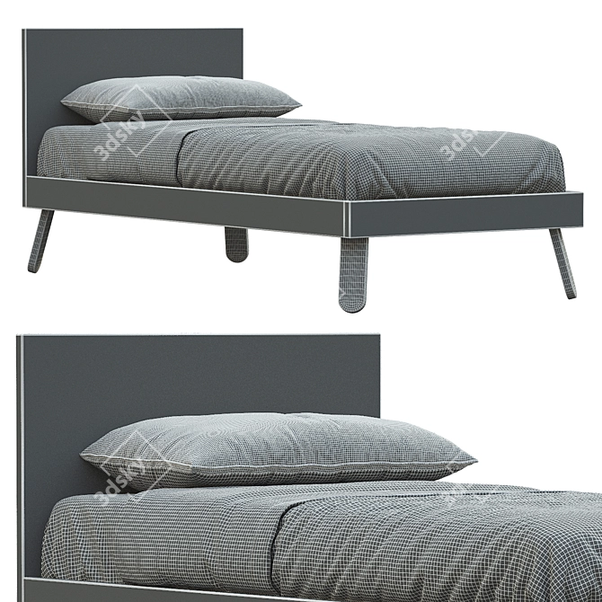 Modern NUK Single Bed 2: Sleek Design for Restful Nights 3D model image 4