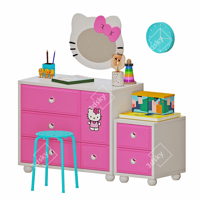 Hello Kitty Vanity Set: Adorable Dressing Table 3D model image 2