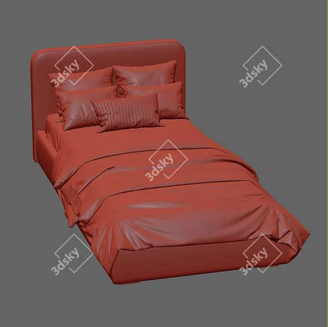 Cozy Bed with Soft Headboard 3D model image 7