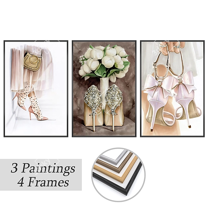 Elegant Wall Art Set 3D model image 1