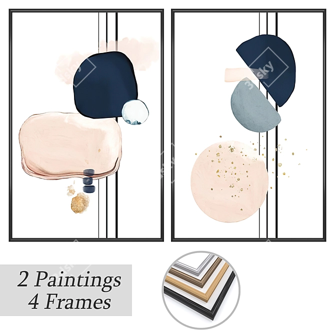 Elegant Wall Art Set No. 3577 3D model image 1