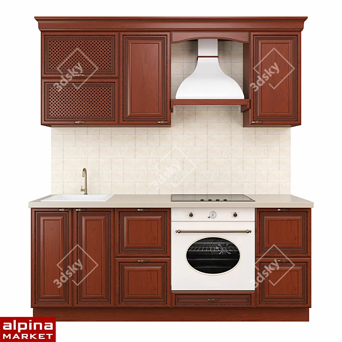 Verona Straight Kitchen - 2000mm Length 3D model image 1