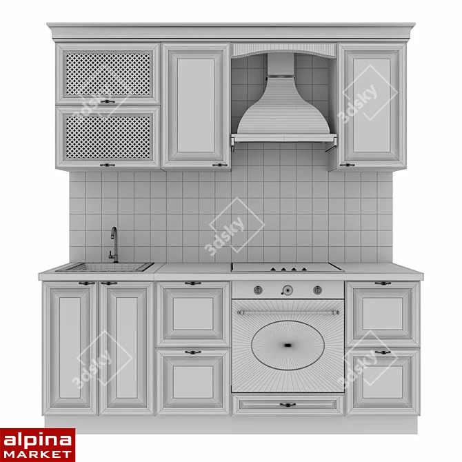 Verona Straight Kitchen - 2000mm Length 3D model image 2