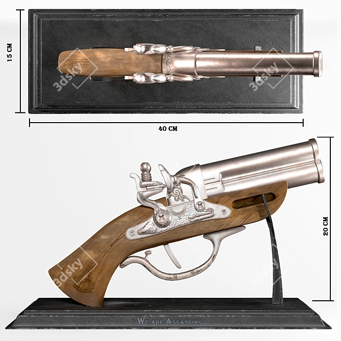 Assassin's Creed Inspired Antique Gun 3D model image 2