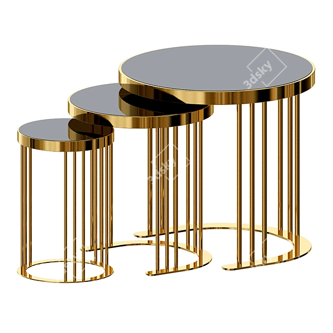 Gold Laser Cut Nesting Table: Avellino Luxury 3D model image 1