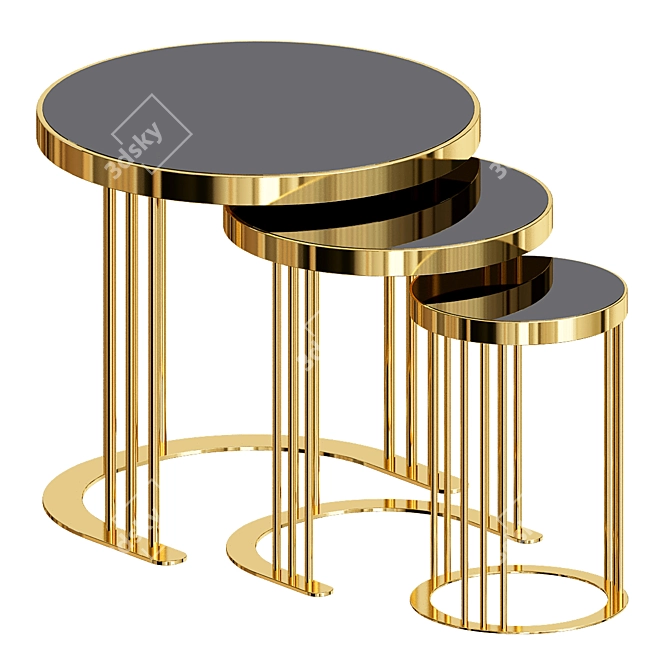 Gold Laser Cut Nesting Table: Avellino Luxury 3D model image 2