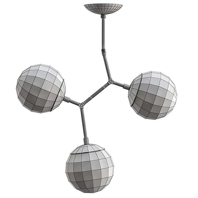 Brass White Globe Chandelier 3D model image 2