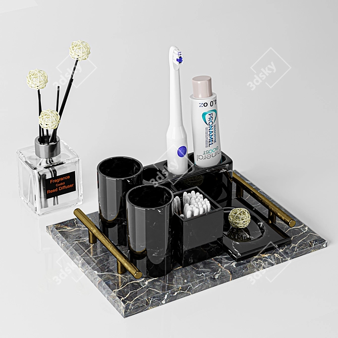 Elegant Bathroom Decor Set 3D model image 1