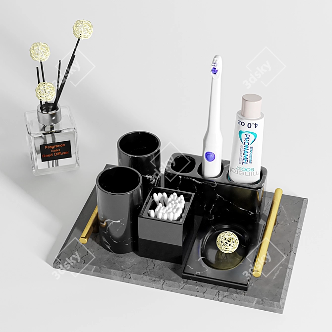 Elegant Bathroom Decor Set 3D model image 3