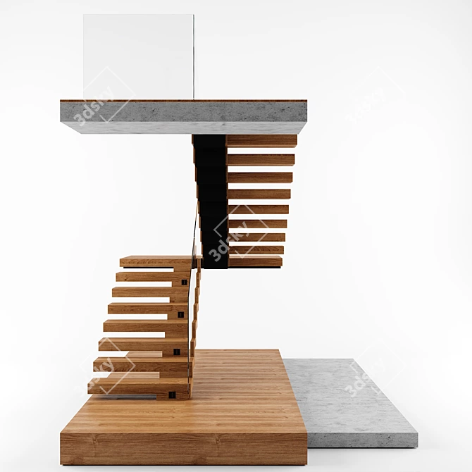 Contemporary Interior Staircase 3D model image 3