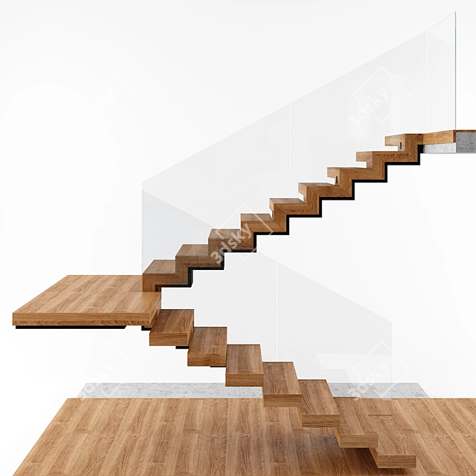 Contemporary Interior Staircase 3D model image 4