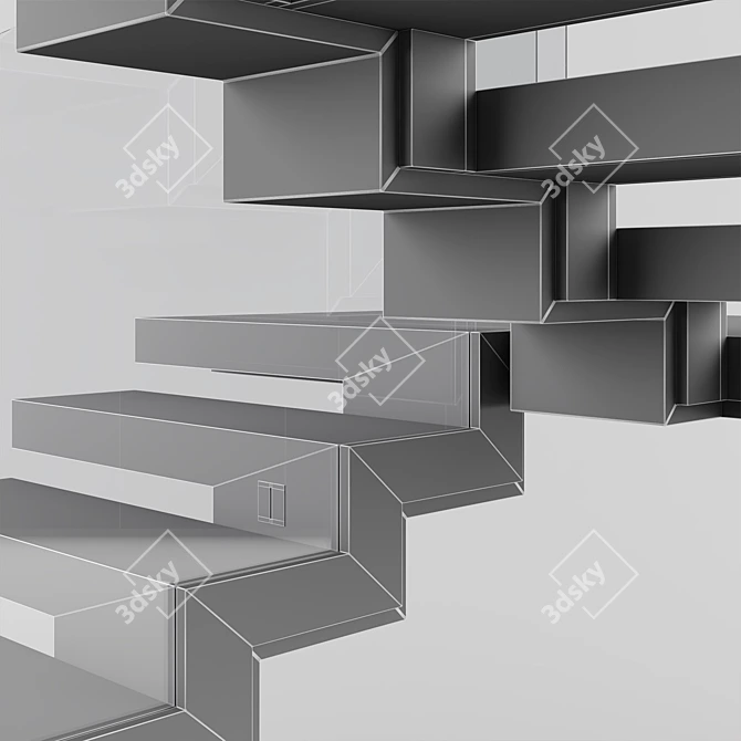 Contemporary Interior Staircase 3D model image 7