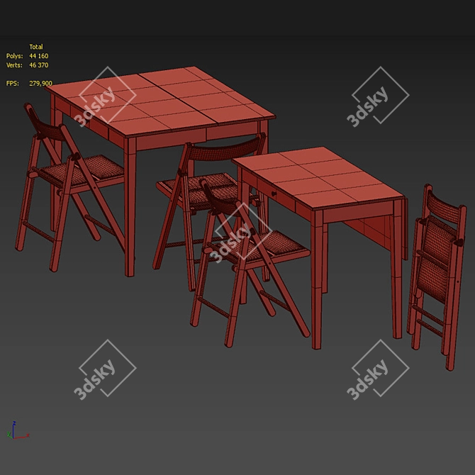 IDANÄS / TERJE Folding Table and Chairs Set 3D model image 5