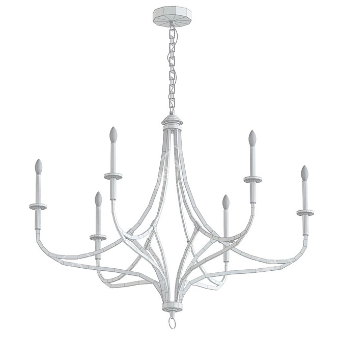 Brushed Gold 6-Light Chandelier 3D model image 2