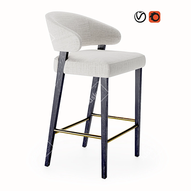 Modern Cahn Counter Stool 3D model image 1