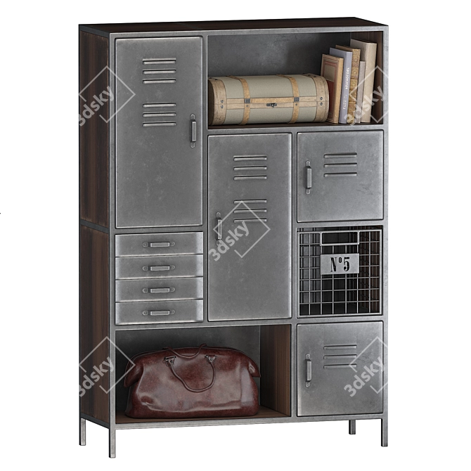 Mango Wood Metal Storage Cabinet 3D model image 1