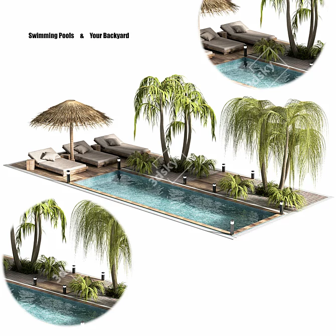 Backyard Oasis: Premium Swimming Pools 3D model image 8