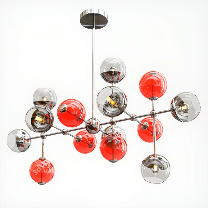 Cherries Glass & Brass Suspension Lamp 3D model image 1