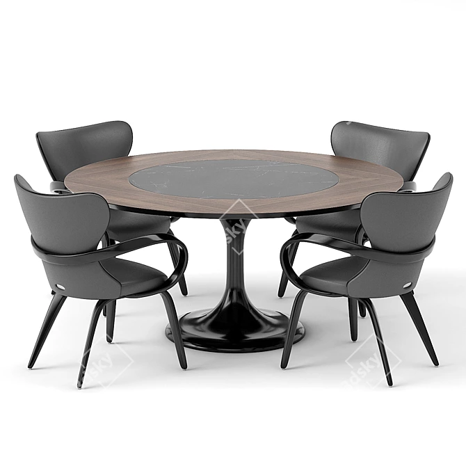 Sleek Apriori S Chair & Oval Table Set 3D model image 1