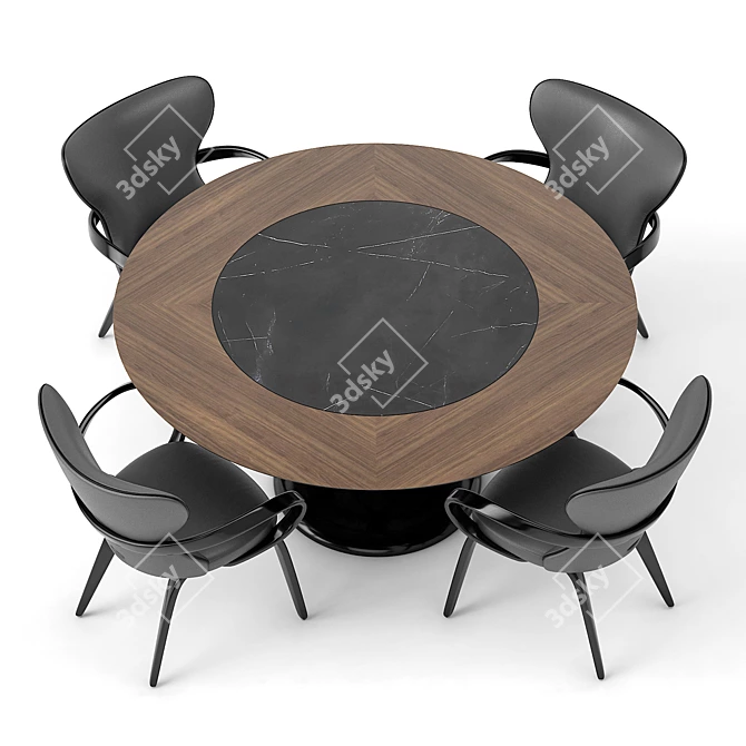 Sleek Apriori S Chair & Oval Table Set 3D model image 2