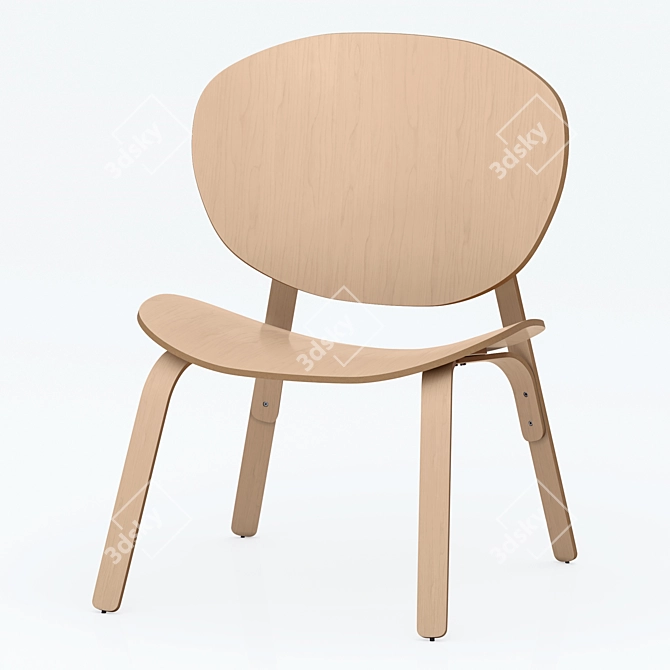 Contemporary Oak Armchair 3D model image 3