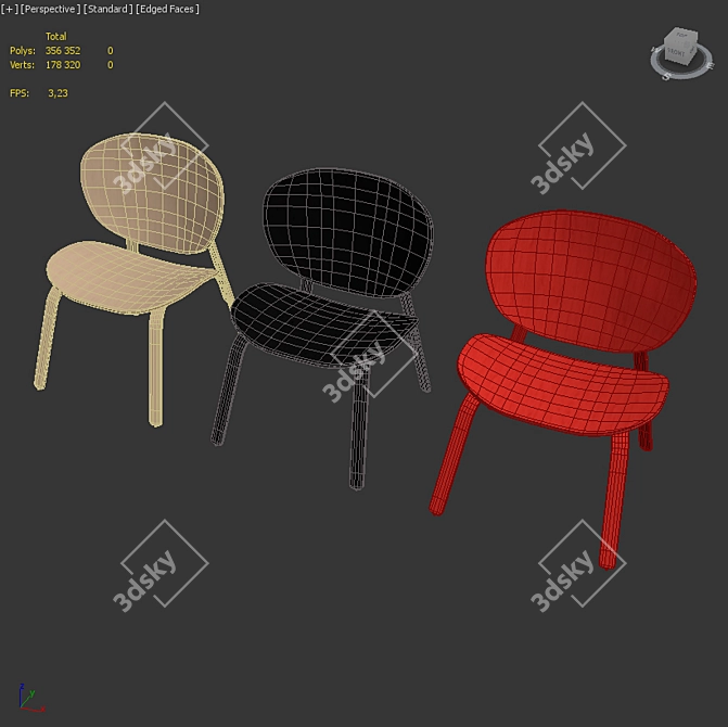 Contemporary Oak Armchair 3D model image 5