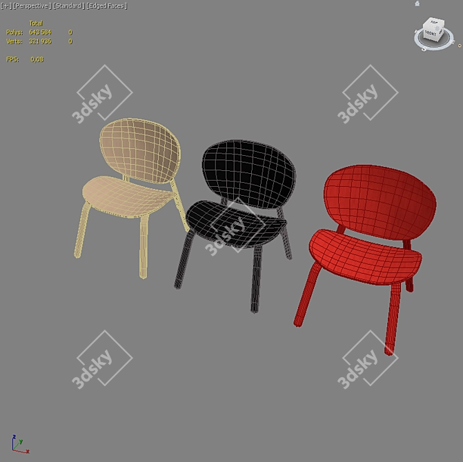 Contemporary Oak Armchair 3D model image 6