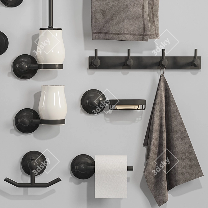 Elegant Bathroom Accessories Set 3D model image 4