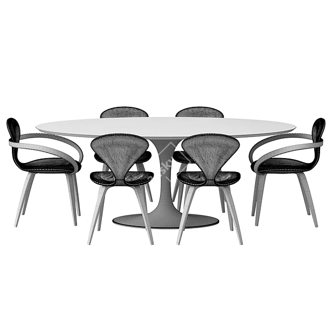 Elegant Oval Table Set with Apriori T in Sahara Noir 3D model image 3