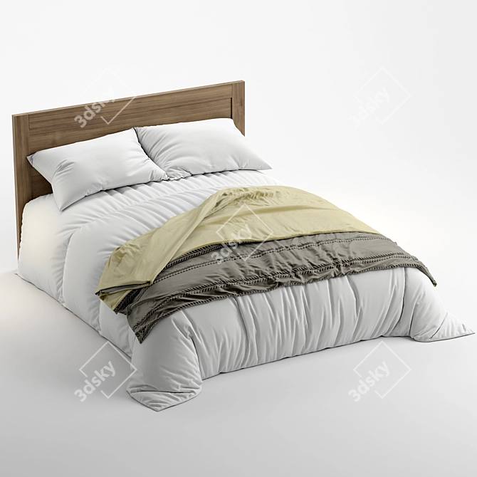 Sleek & Contemporary Bed Design 3D model image 2