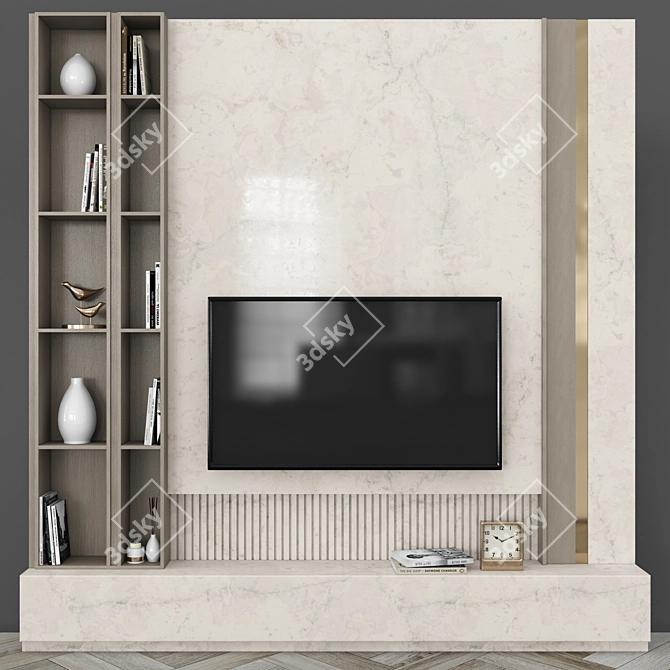 Elegant TV Wall Set with 50" Screen 3D model image 1