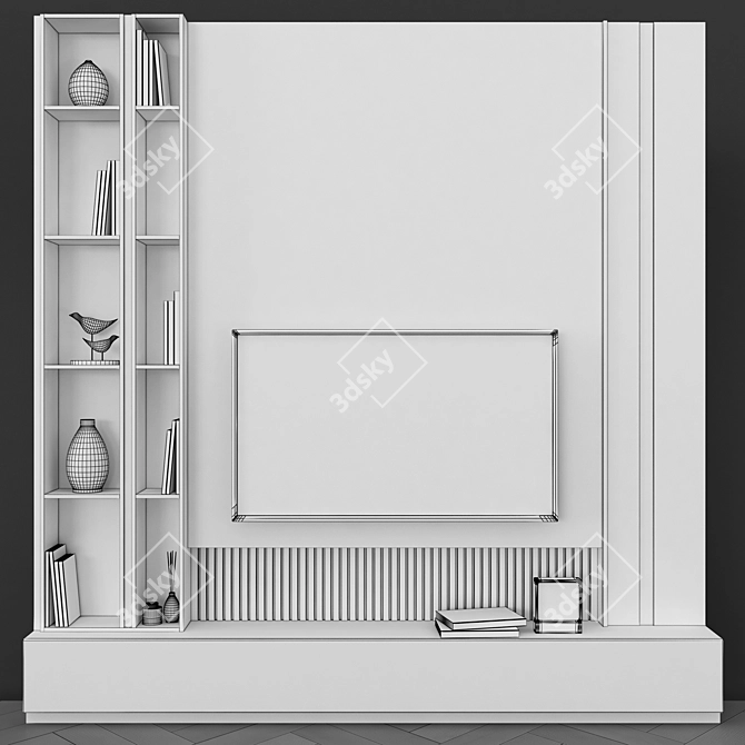 Elegant TV Wall Set with 50" Screen 3D model image 4