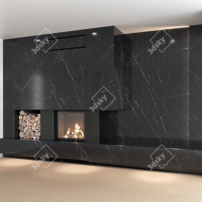 Decorative Wall & Fireplace Set 3D model image 4