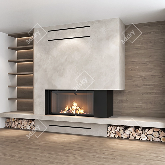 Decorative Wall & Fireplace Set 3D model image 5
