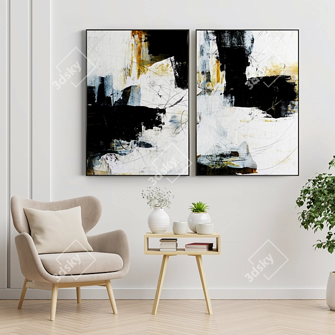 Modern Abstract Frames Set 3D model image 2