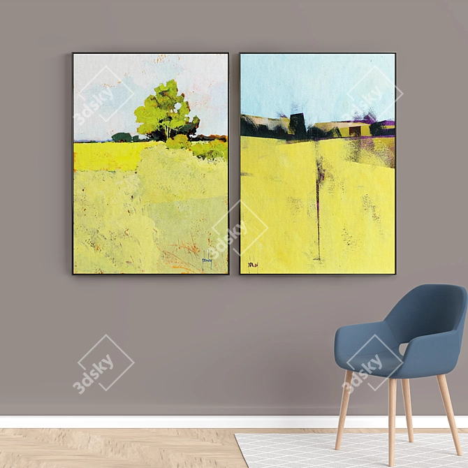 Modern Abstract Photo Frame Set 3D model image 3