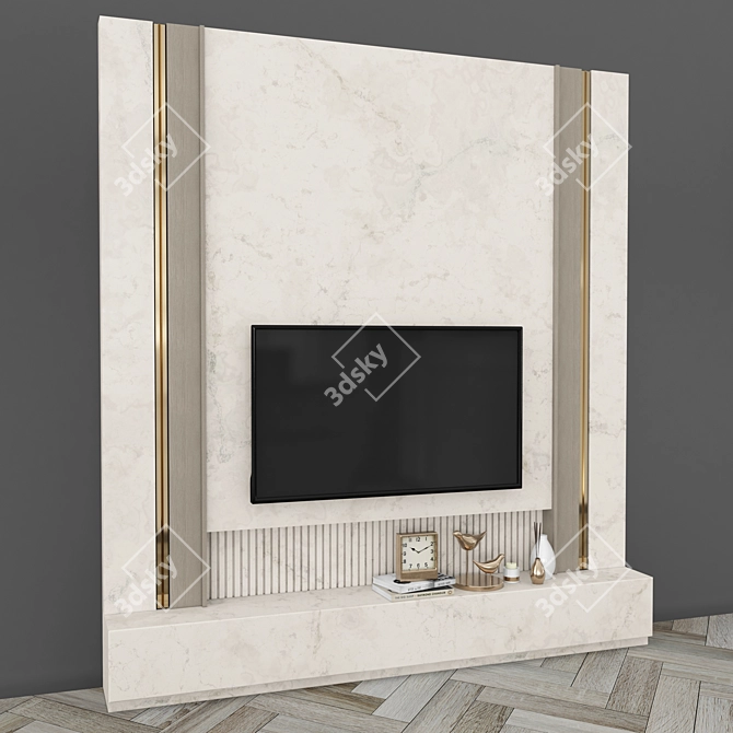 Modern TV Wall Set - Stylish Entertainment Center for 65 inch TV 3D model image 3