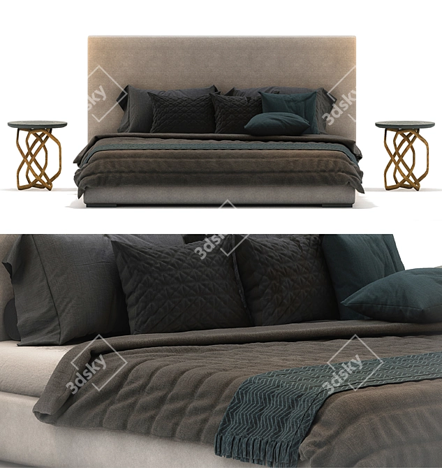 Modern Bed with Vray Render 3D model image 2