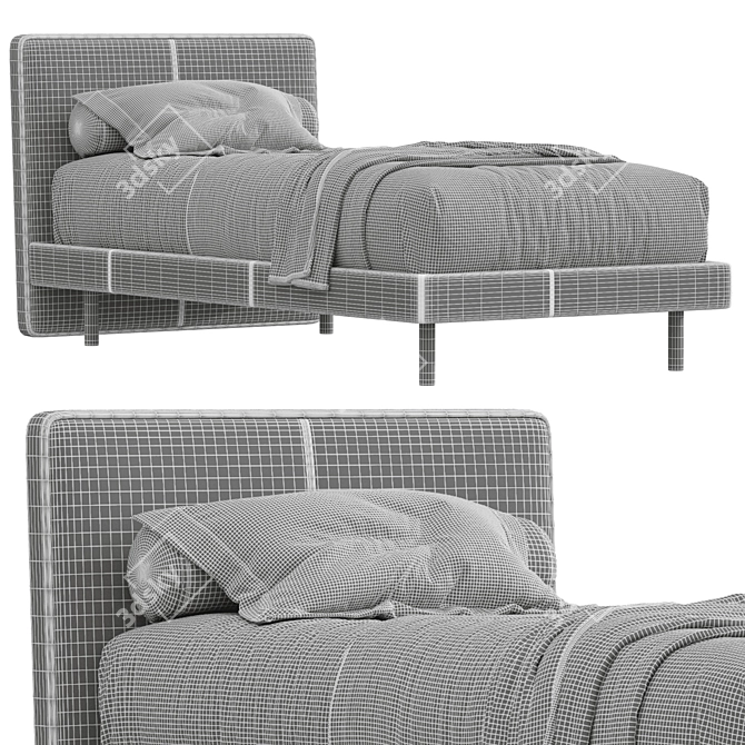 Elegant Single Bed by Pianca 3D model image 4