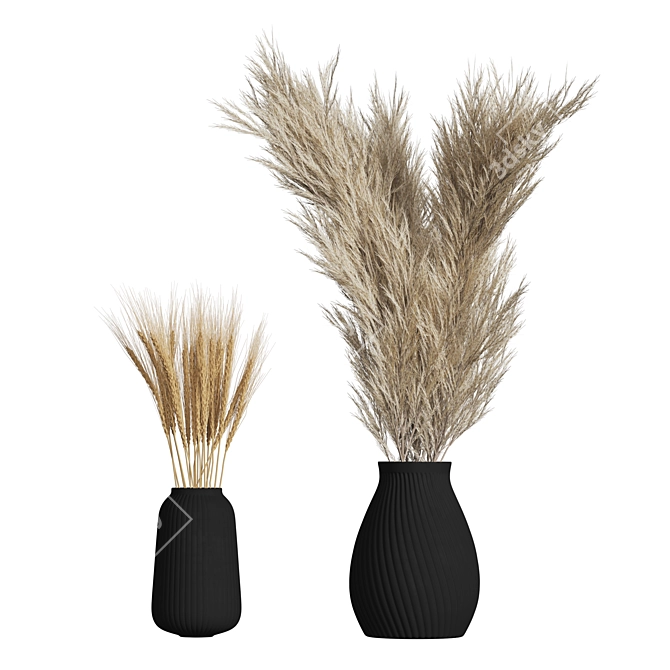 Elegant Dried Wheat & Pampas Set 3D model image 1