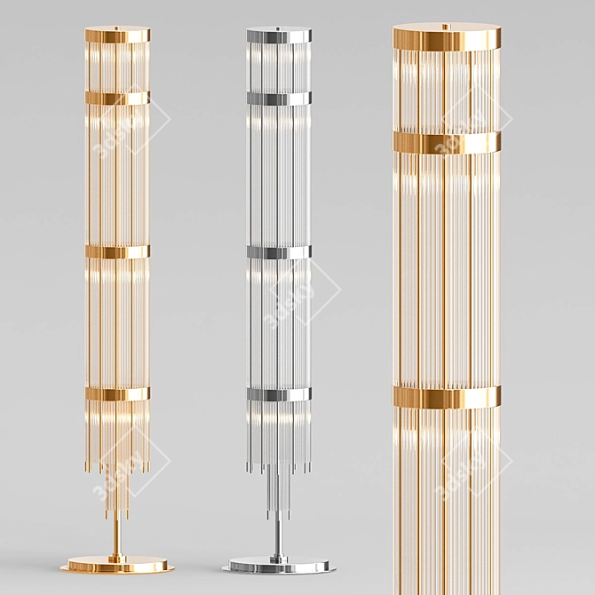Elegant Brass Glass Floor Lamp 3D model image 1