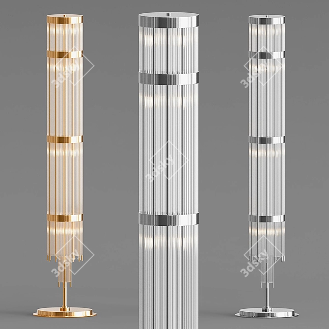 Elegant Brass Glass Floor Lamp 3D model image 2