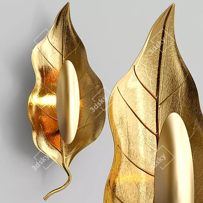 Golden Leaf Wall Lamp 3D model image 1