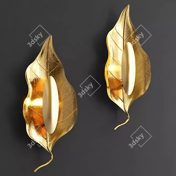 Golden Leaf Wall Lamp 3D model image 3