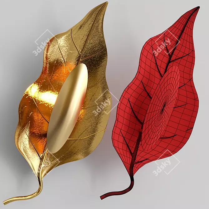 Golden Leaf Wall Lamp 3D model image 4