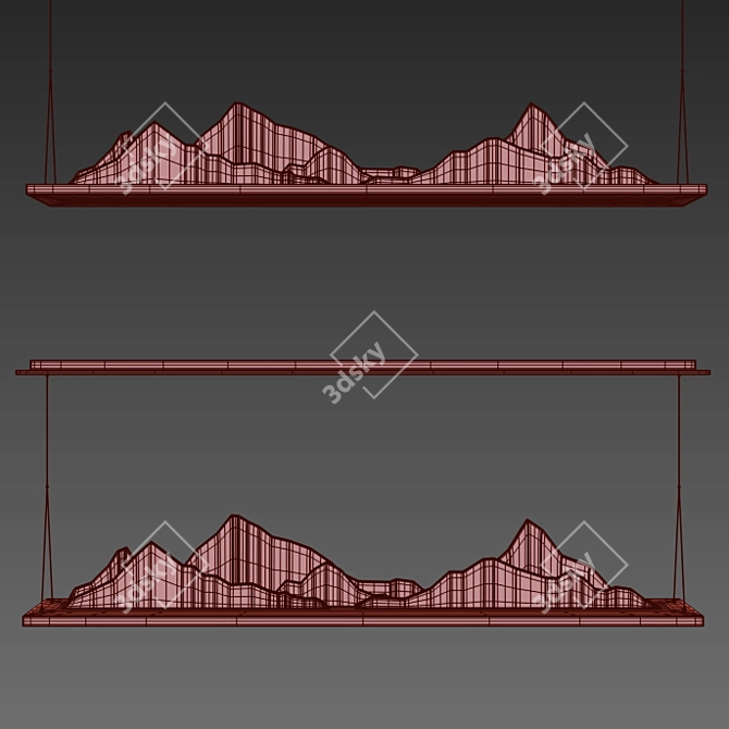 Rustic Mountain LED Chandelier 3D model image 2