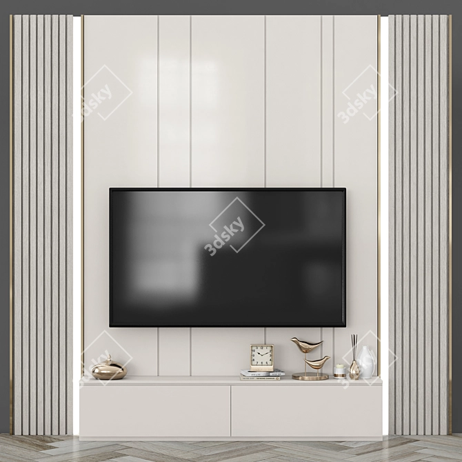 Sleek TV Wall Set - Modern Design for 65 inch TV 3D model image 2