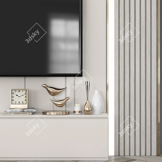 Sleek TV Wall Set - Modern Design for 65 inch TV 3D model image 3