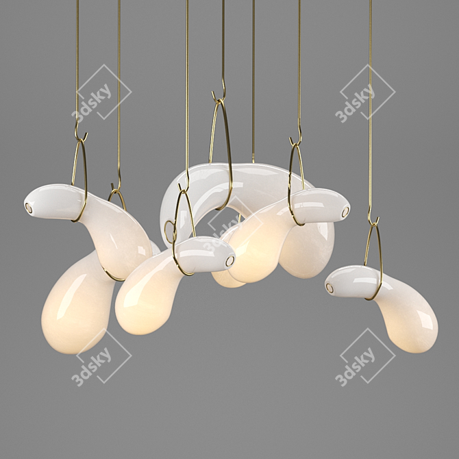 Tinted Glass Pendant Light 3D model image 2