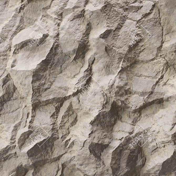 Seamless Rock Cliff Wall Texture 3D model image 2